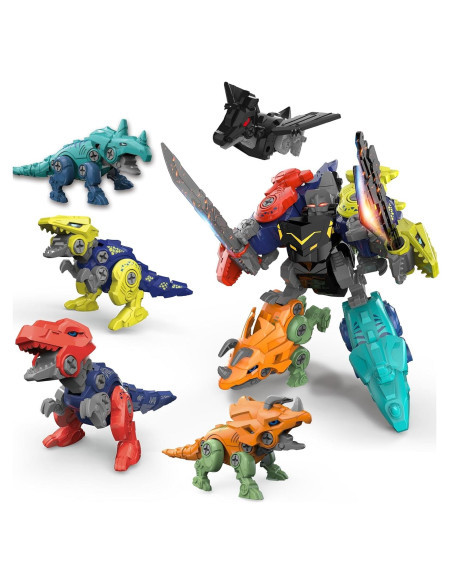 Robot Transformador Dinosaurio 5 en 1 Rockclo Juguete DIY