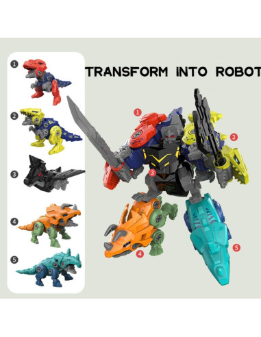 Robot Transformador Dinosaurio 5 en 1 Rockclo Juguete DIY