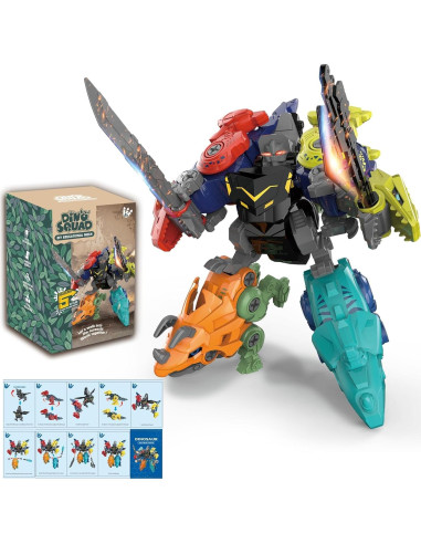 Robot Transformador Dinosaurio 5 en 1 Rockclo Juguete DIY