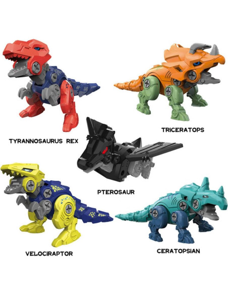 Robot Transformador Dinosaurio 5 en 1 Rockclo Juguete DIY