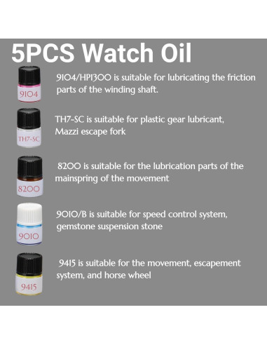 5PCS Aceite Lubricante Sintético para Relojes DHASUWT