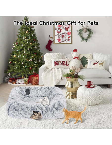 Cama y túnel para gatos Tidjani extra grande 102.9x85.1cm