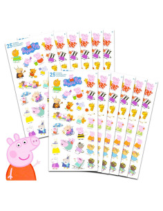 Stickers de Peppa Pig - 12 Hojas para Fiestas Infantiles