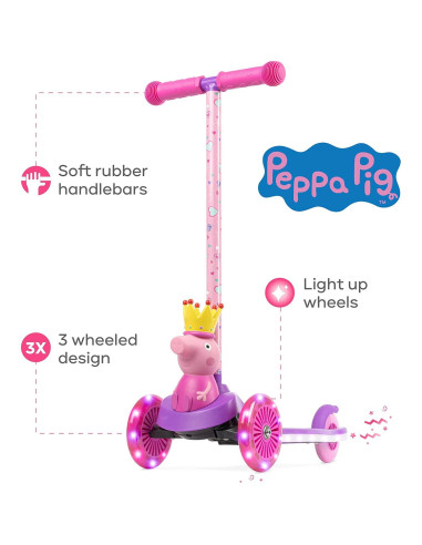 Patinete Voyager Peppa Pig 3 Ruedas Iluminado 3,15 kg