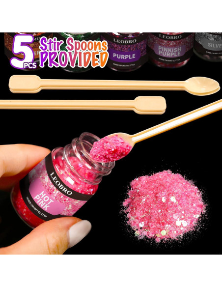 Purpurina Holográfica Gruesa LEOBRO 15 Colores 150g para Manualidades