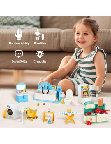 Juego de Muebles para Casa de Muñecas TAKIHON 4 Piezas