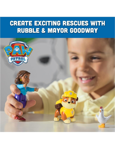 Figuras de Paw Patrol Rubble, Alcalde Goodway y Chickaletta