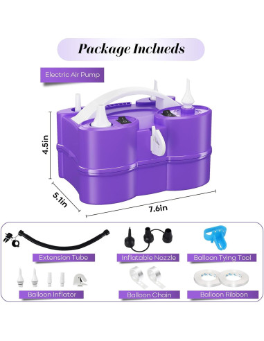 Bomba de aire eléctrica 3 en 1 Togvu para globos y flotadores