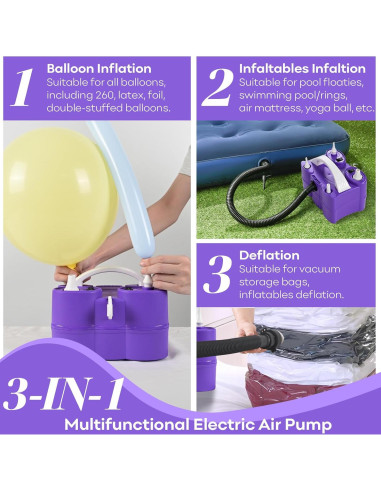Bomba de aire eléctrica 3 en 1 Togvu para globos y flotadores