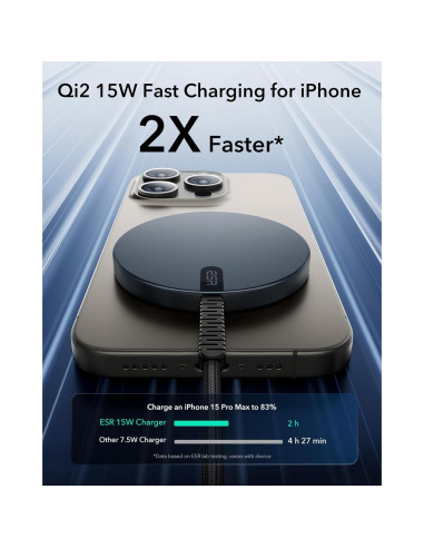 Cargador Inalámbrico ESR MagSafe 15W para iPhone y AirPods