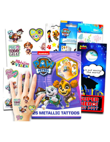 Paquete Fiesta Paw Patrol - Tatuajes Temporales y Más
