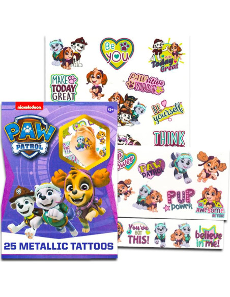 Paquete Fiesta Paw Patrol - Tatuajes Temporales y Más
