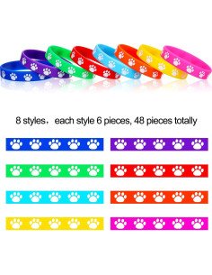 48 Pulseras de Goma Gejoy con Huellas de Perro Multicolor 2