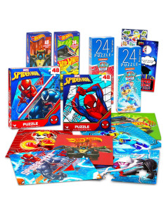 Conjunto de rompecabezas Spiderman, Hot Wheels y Paw Patrol