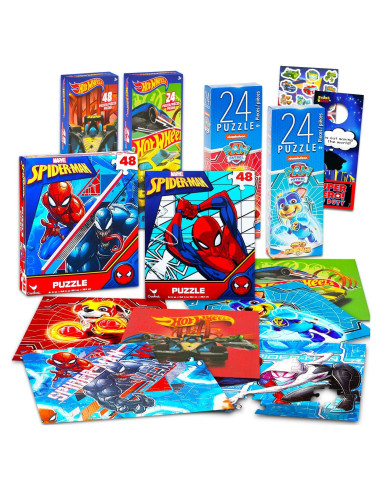 Conjunto de rompecabezas Spiderman, Hot Wheels y Paw Patrol