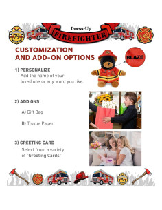 DolliBu Oso Negro Bombero Peluche Personalizable 16 cm 2