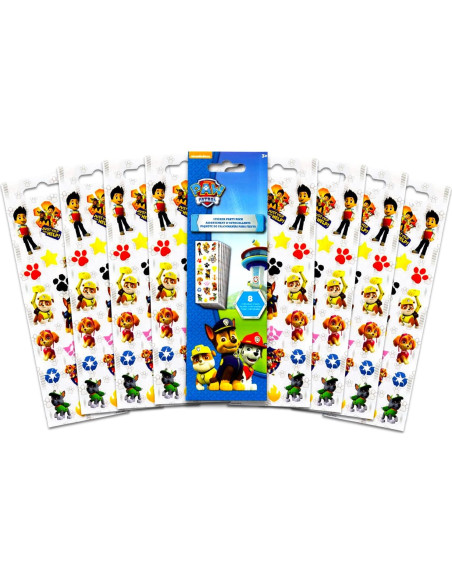 Conjunto de Fiesta Paw Patrol - 150 Pegatinas y 75 Tatuajes