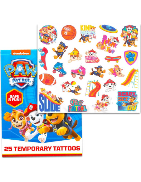 Conjunto de Fiesta Paw Patrol - 150 Pegatinas y 75 Tatuajes