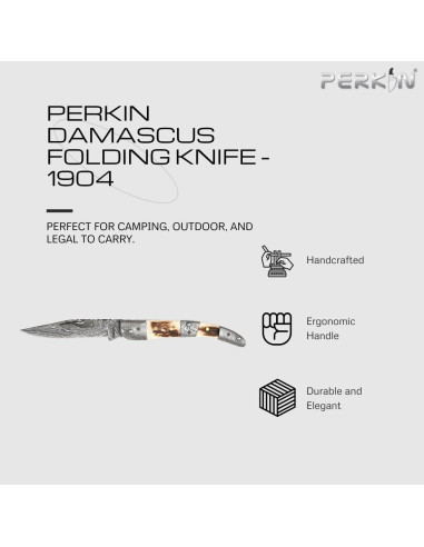 Cuchillo de bolsillo Perkin Damasco plegable 16.5 cm