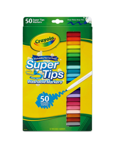 Marcadores Crayola Super Tips Lavables 50 Colores 2 Paquetes