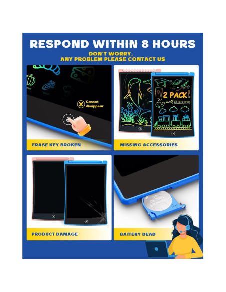 Tableta de Escritura LCD Bravokids 2 Pack 21.6 cm Niños