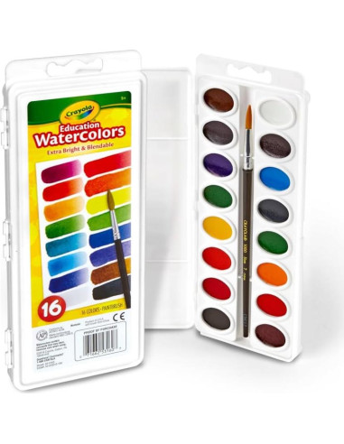 Juego de Pintura Acuarela Crayola 16 Colores Lavables para Niños