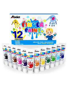 Pintura de Dedos ABEIER 12 Colores Lavable No Tóxica