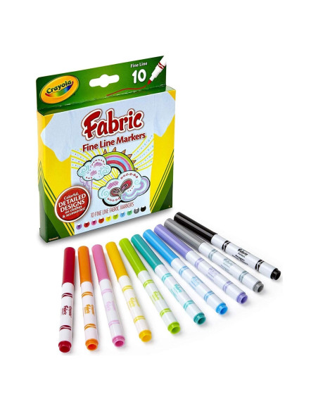 Marcadores de Tela Crayola Set 10 Colores Punta Fina