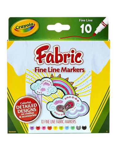 Marcadores de Tela Crayola Set 10 Colores Punta Fina