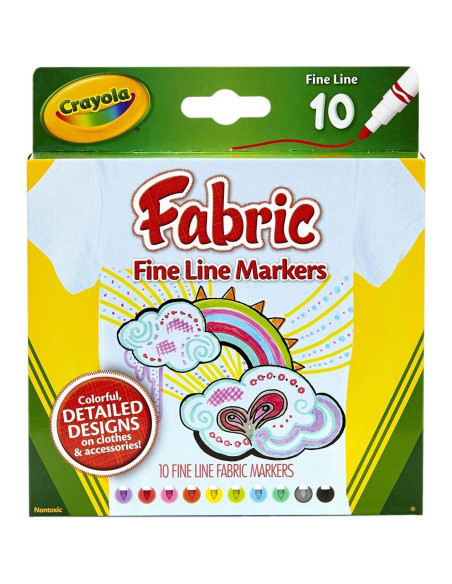 Marcadores de Tela Crayola Set 10 Colores Punta Fina
