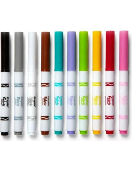 Marcadores de Tela Crayola Set 10 Colores Punta Fina