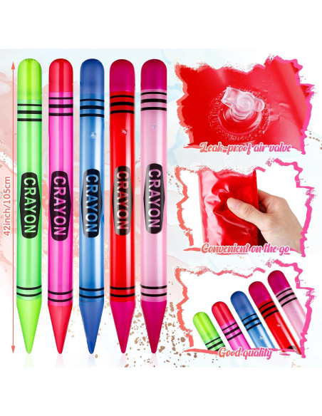 5 Crayones Inflables Gigantes Glimin 109 cm Neón Fiesta