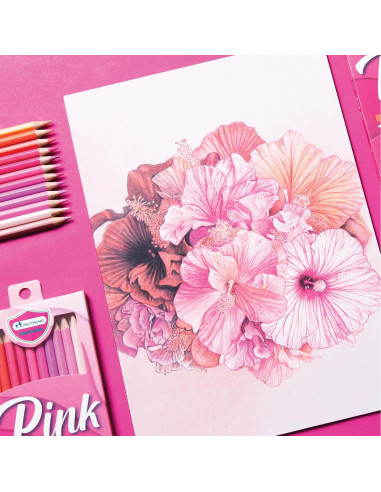 Lápices de Colores MASTERART 12 Colores Rosa Hexagonal