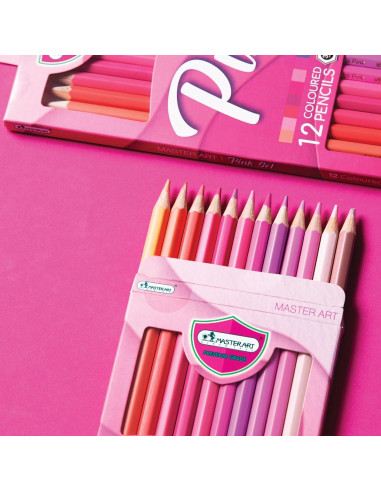 Lápices de Colores MASTERART 12 Colores Rosa Hexagonal