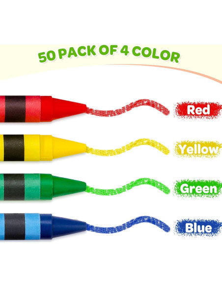 50 Crayones Ellinjan Mini 4 Colores para Niños