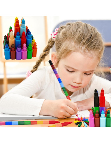 12 Crayones Apilables Ailixinda Multicolor para Niños