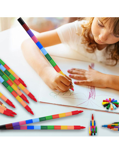 12 Crayones Apilables Ailixinda Multicolor para Niños