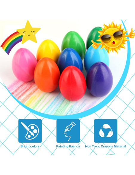 Crayones de Huevo OTAOD 9 Colores Jumbo Lavables No Tóxicos