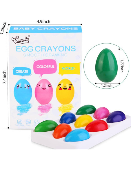 Crayones de Huevo OTAOD 9 Colores Jumbo Lavables No Tóxicos