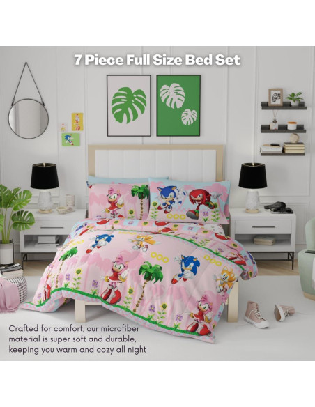 Conjunto Ropa de Cama Sonic Chica Franco 7 Piezas Completo
