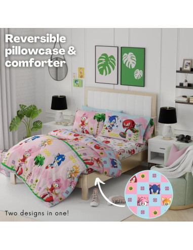 Conjunto Ropa de Cama Sonic Chica Franco 7 Piezas Completo