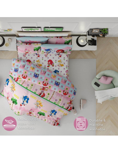 Conjunto Ropa de Cama Sonic Chica Franco 7 Piezas Completo