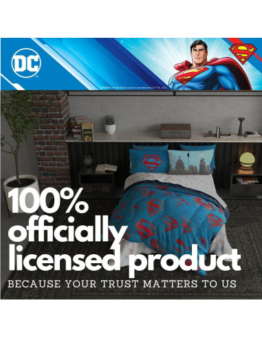 Conjunto Ropa de Cama Superman Franco 7 Piezas Microfibra