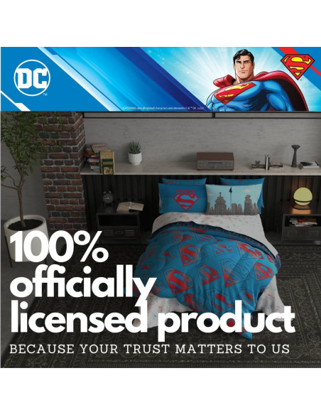 Conjunto Ropa de Cama Superman Franco 7 Piezas Microfibra