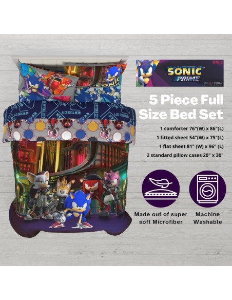 Conjunto de Ropa de Cama Franco Sonic Prime 5 Piezas