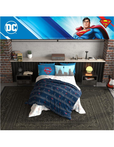 Conjunto Ropa de Cama Superman Franco 7 Piezas Microfibra