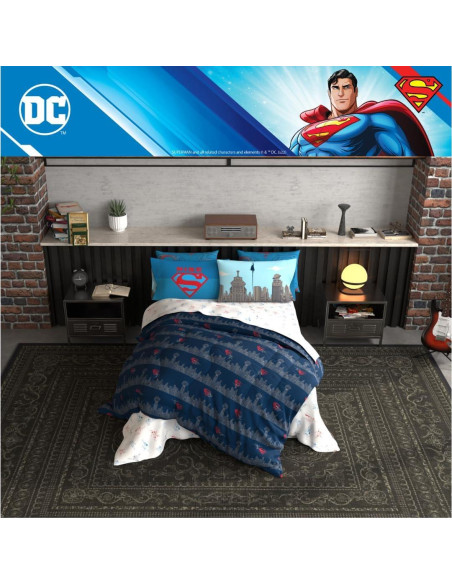 Conjunto Ropa de Cama Superman Franco 7 Piezas Microfibra