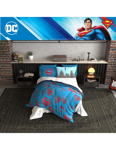 Conjunto Ropa de Cama Superman Franco 7 Piezas Microfibra