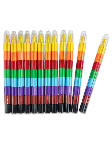 Crayones Apilables Huji 12 Piezas Multicolor para Niños