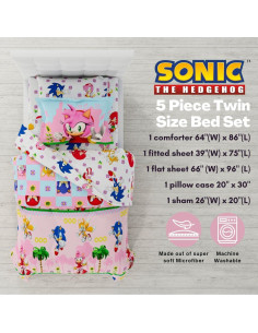 Conjunto Ropa de Cama Sonic Chica Franco 5 Piezas Individual 2